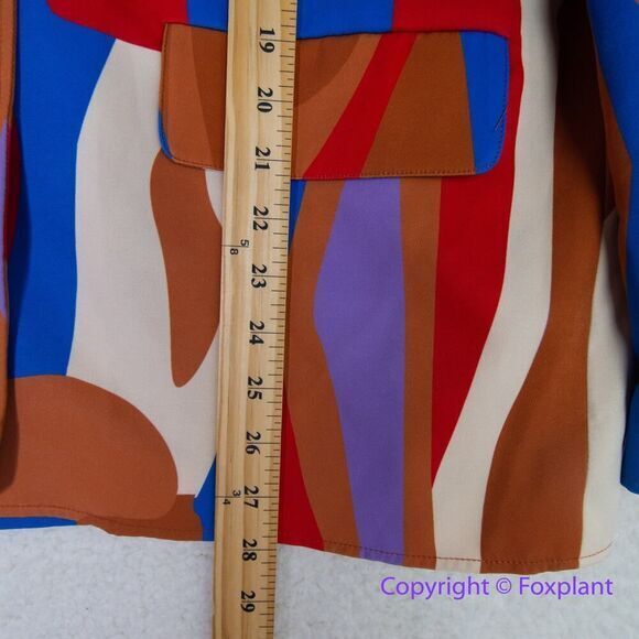 New! Hosbjerg Anthropologie Greta Adele Blazer geometric abstract print red blue - Picture 9 of 16